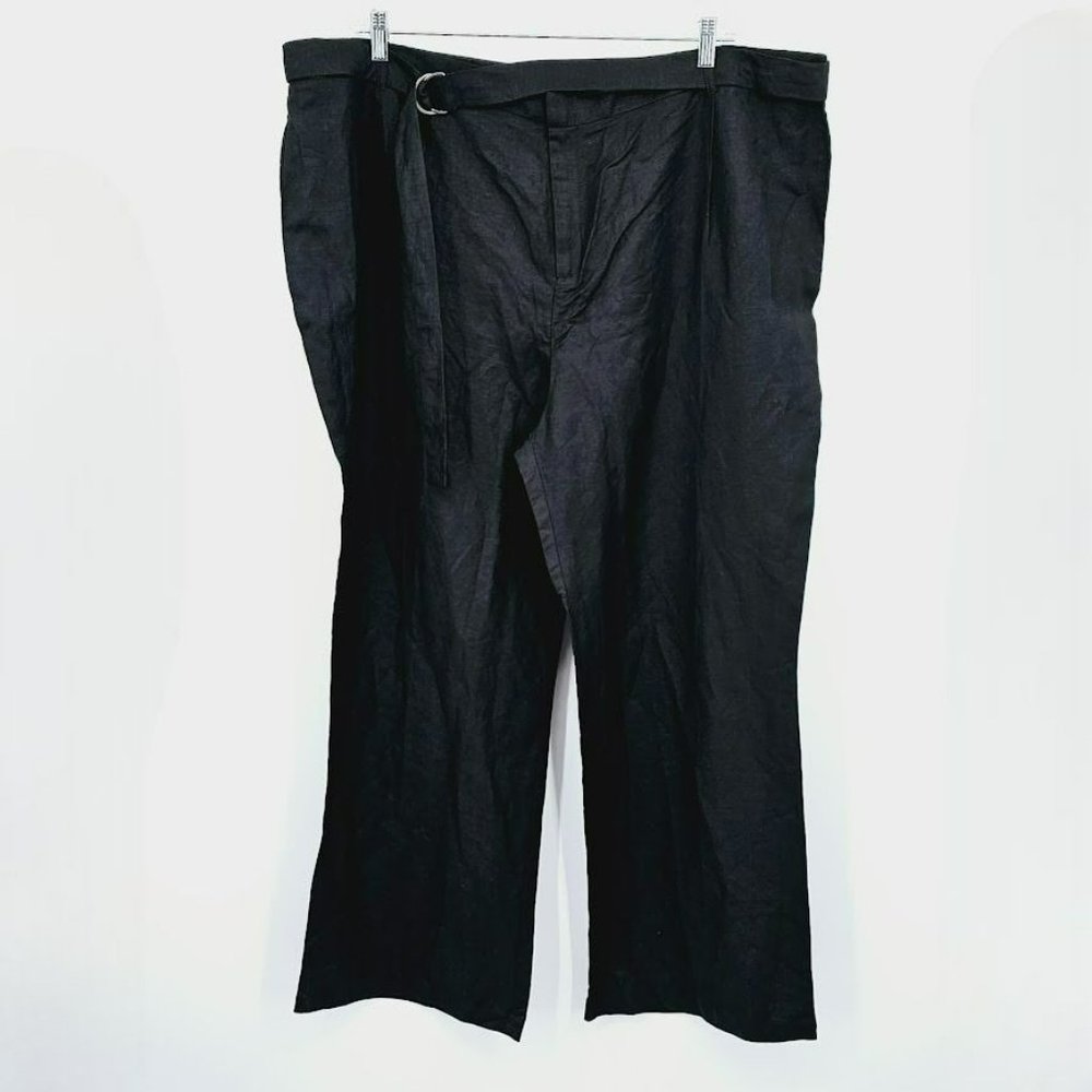 H by Halston Pants 26 Linen Blend Wide Leg Belted Thin Lightweight High Rise New